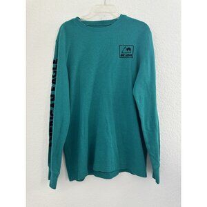 American Eagle Mens Thermal Waffle Knit Pullover Shirt L Green Teal L/S Y2K Logo